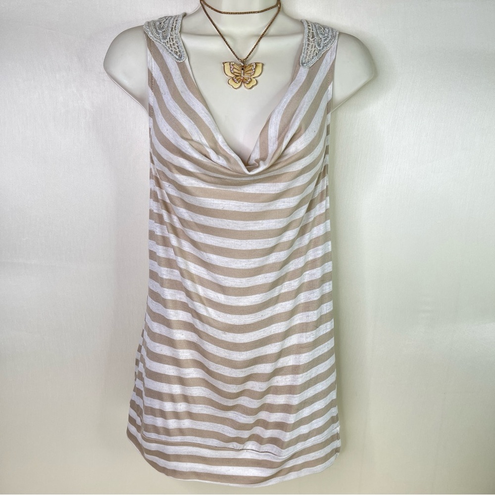 Lipstick Vintage Y2K Striped Cowl Neck Crochet Tank Top Size Medium